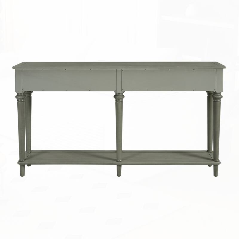 Retro Console Table with Open Shelf and 4 Drawers for Entryways