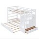 preview thumbnail 5 of 7, Twin Over Twin Bunk Bed with Trundle, Wooden Bed with Staircase and 4 Storage Drawers, Kid's Bed with Guardrail, White