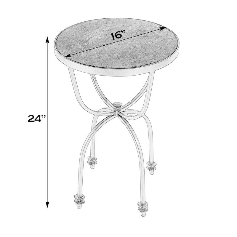Hager 16 in. W Round Marble & Metal Side Table