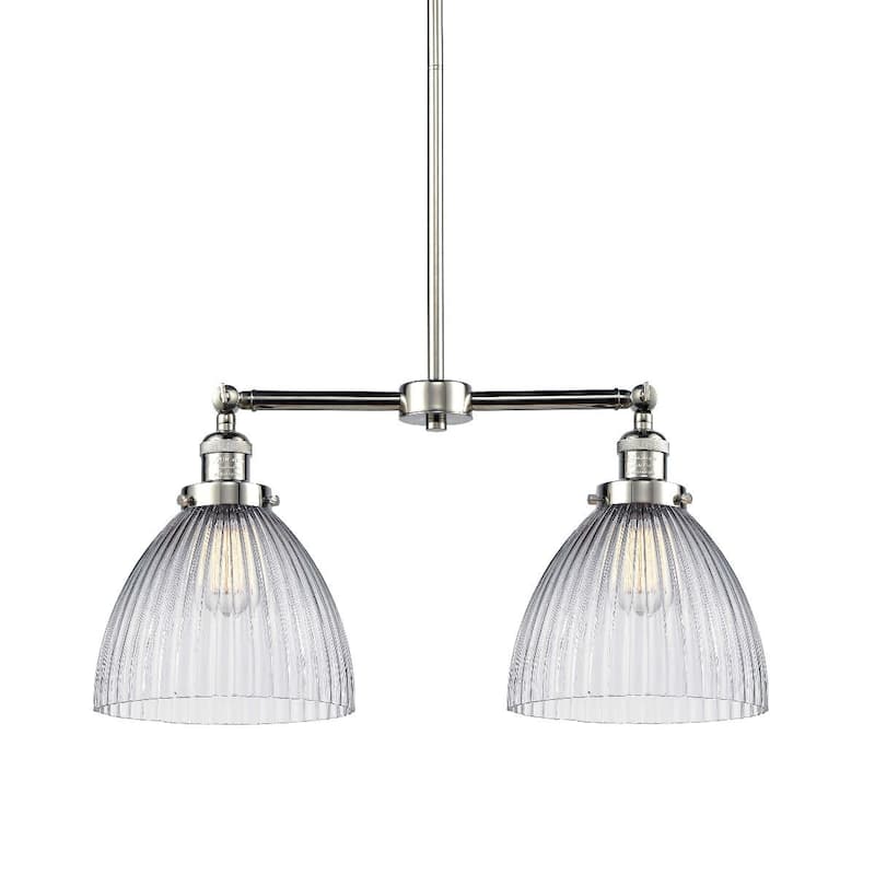 Innovations Lighting Seneca Falls 2 Light 21" Wide Linear Chandelier - Polished Nickel / Clear Halophane