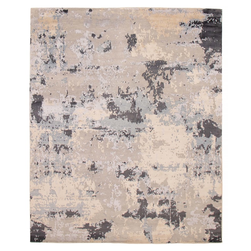 ECARPETGALLERY Hand-knotted Alma Light Grey Silk, Wool Rug - 7'10 x 9'9 - Light Grey - 7'10 x 9'9