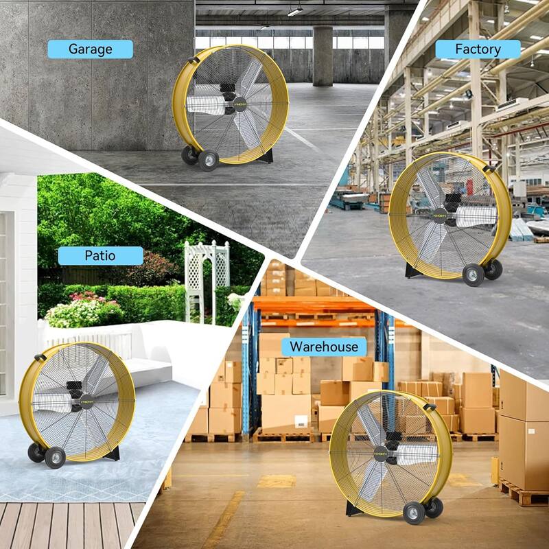 30" Industrial 2-Speed Adjustable High Velocity Drum Fan with Wheel