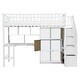 preview thumbnail 5 of 26, Solid Wood Loft Bed with Built-in Desk and LED, Twin Size Frame with Storage Shelves, Cabinets & Storage Staircase for Kids