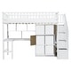 preview thumbnail 6 of 16, Wood Twin Size Loft Bed with Built-in Desk, LED, Storage Shelves, Cabinets and Staircase, White