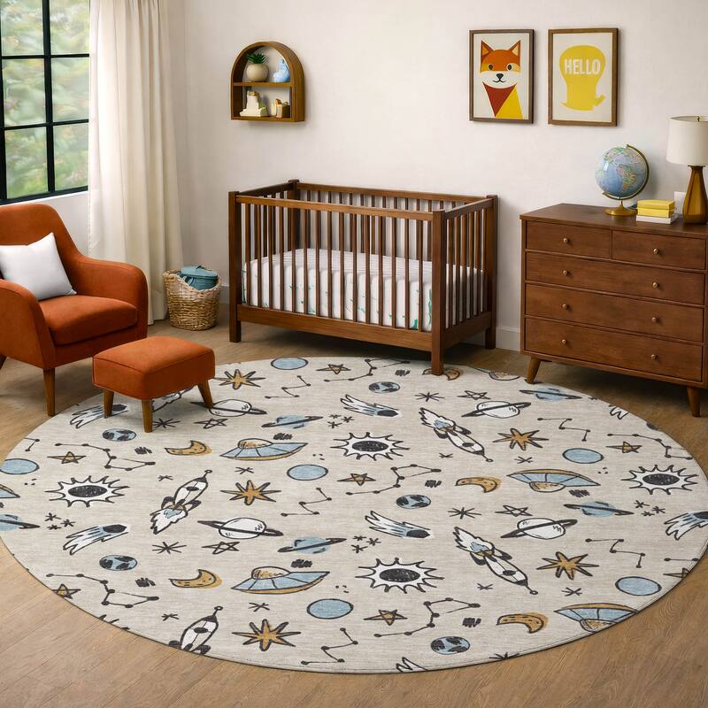 Machine Washable Indoor/ Outdoor Spaceship Chantille Rug