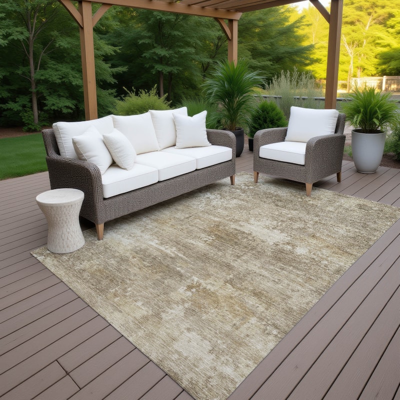 Machine Washable Indoor/ Outdoor Casual Ombre Chantille Rug