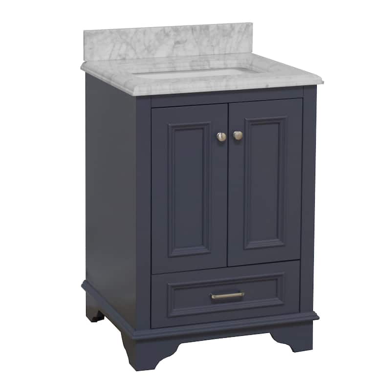 KitchenBathCollection Nantucket 24" Bathroom Vanity with Carrara Marble Top