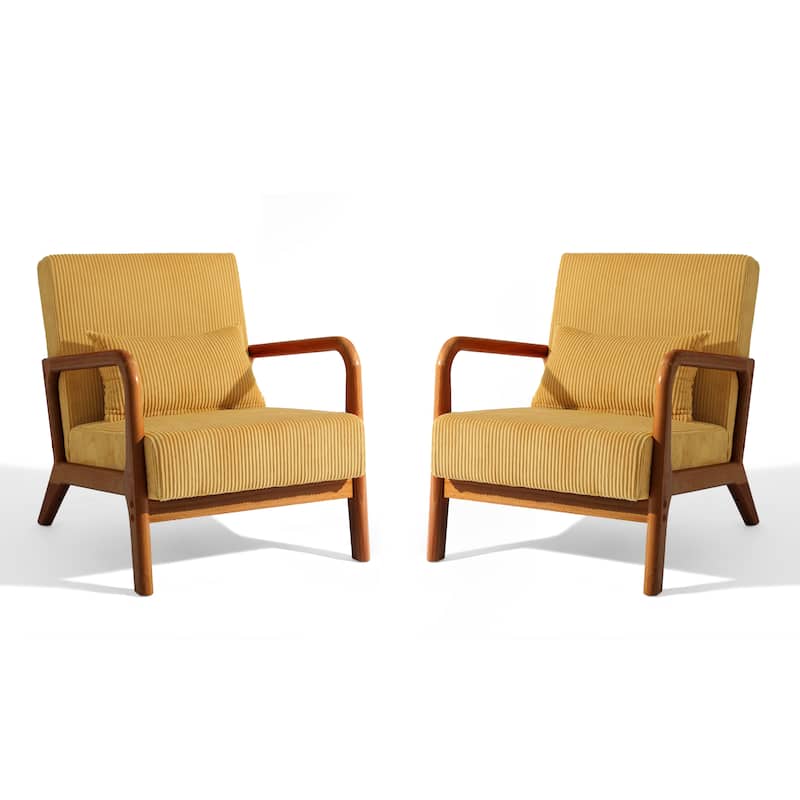 Set of 2 Mid-Century Upholstered Accent Chair with Cushion