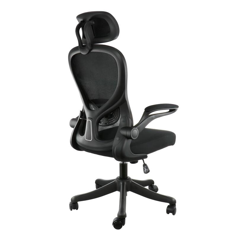 Elama High Back Adjustable Mesh and Fabric Office Chair in Black and Gray with Adjustable Head Rest