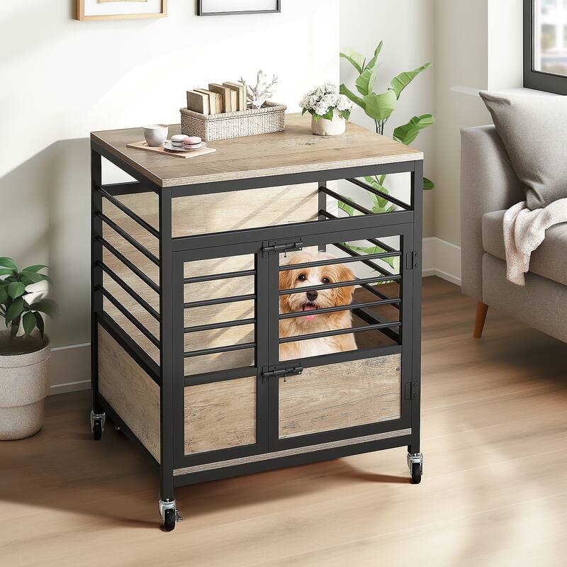Moasis Dog Pet Crate With Lockable Entrance and Wheel