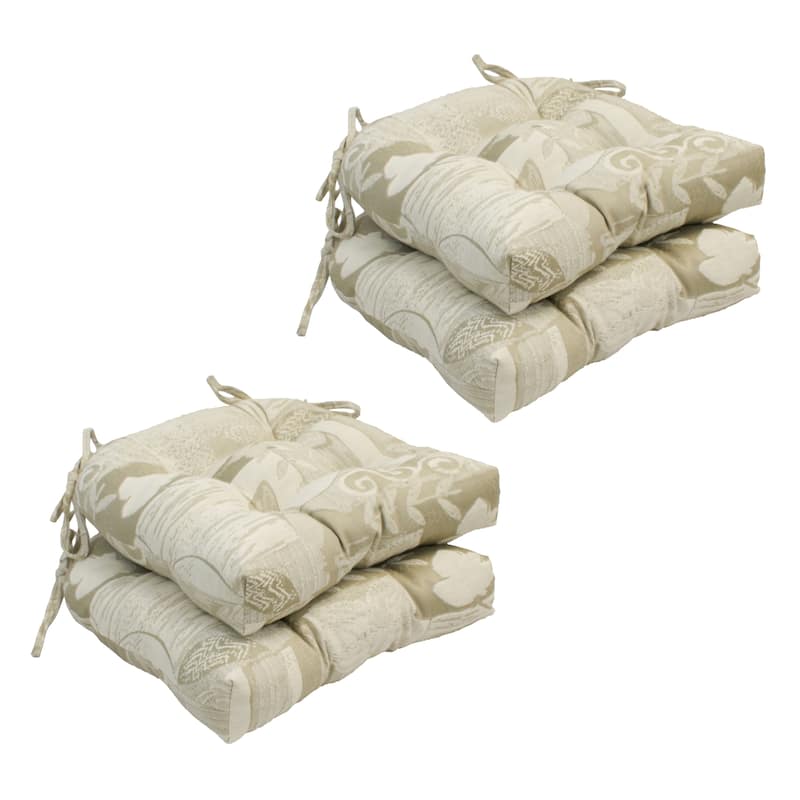 16-inch Rounded Back Jacquard Indoor Chair Cushion (Set of 2, 4, or 6) - 16 x 16 - Set of 4 - Pine Cabin