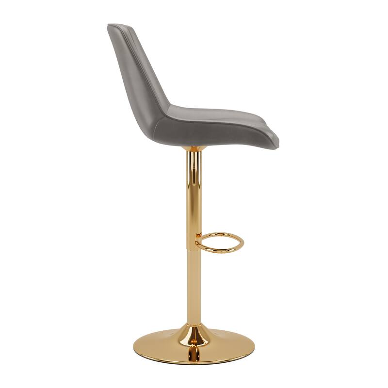 Set of 2 Arwen Gold Base Adjustable Bar Stools with Swivel Seat