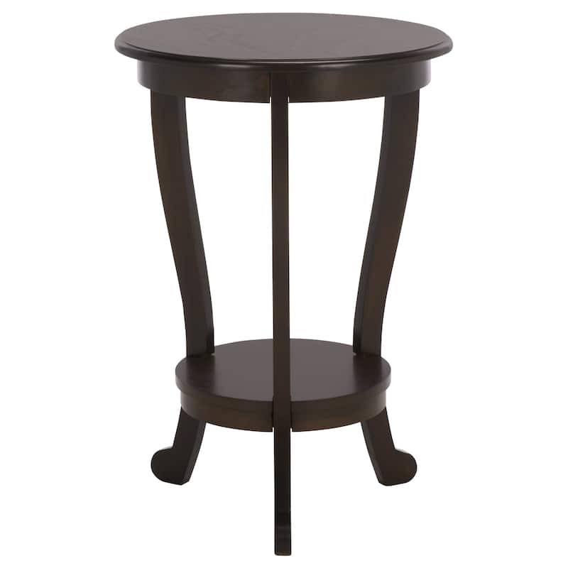 SAFAVIEH Carlotta Grey Pedestal Side Table - 18.1" x 18.1" x 26" - 18"W x 18"D x 26"H - Dark Chocolate