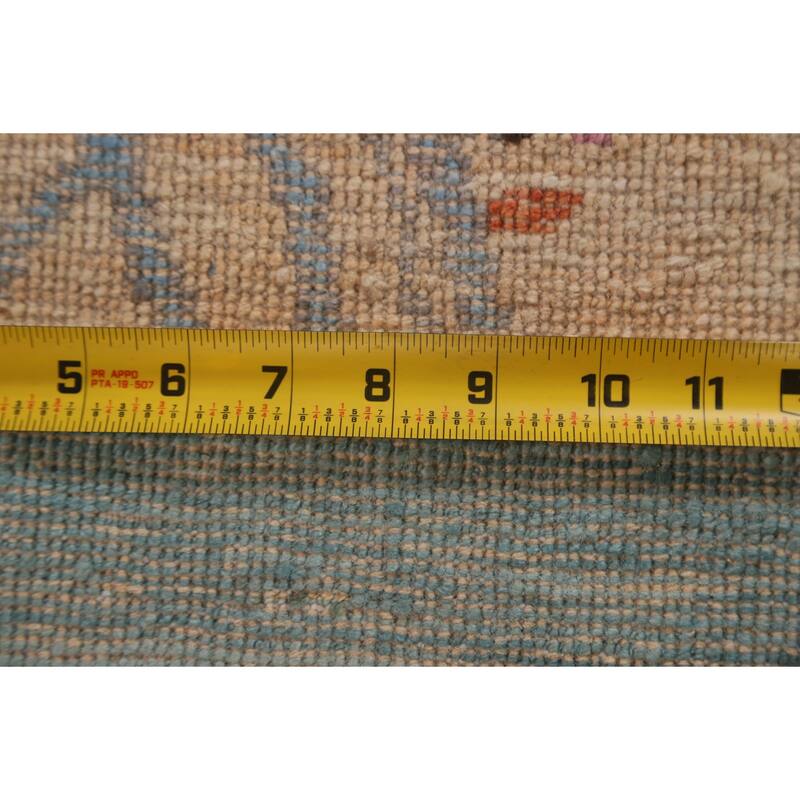 Vegetable Dye Oushak Turkish Runner Rug Handmade Wool Carpet - 2'10"x 11'9"