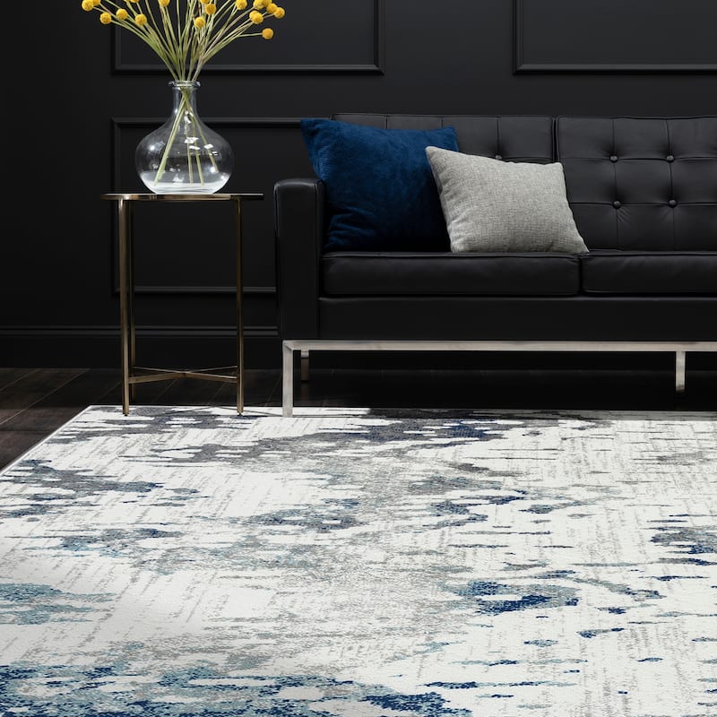 Eternal Farmhouse Chevron Indoor Area Rug - Cream/Blue - 5'3'' x 7'3''