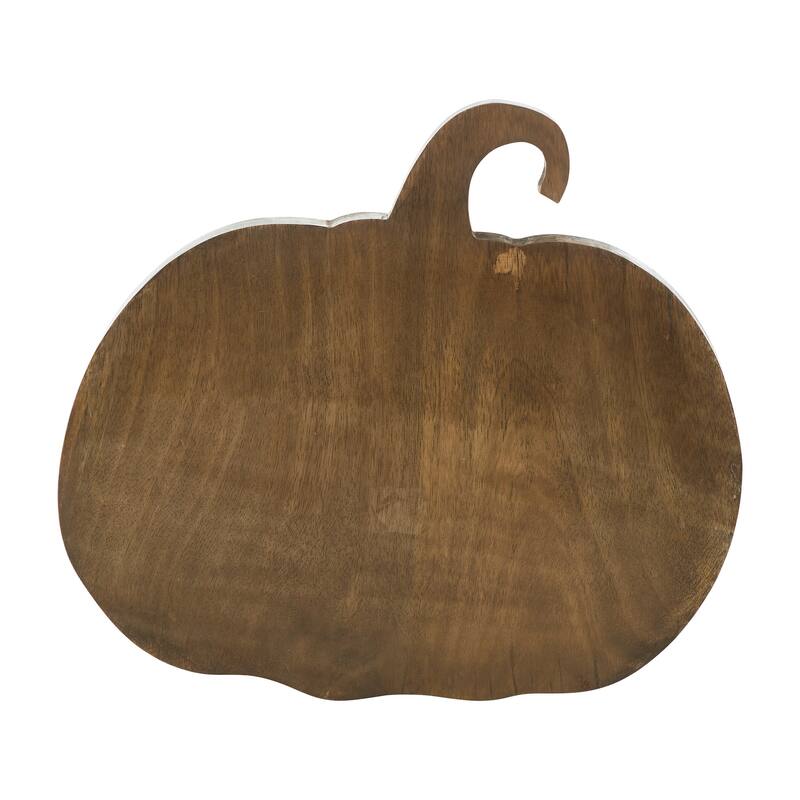 Dark Wooden Pumpkin Decorative Tray 12x13.75x1 - N/A