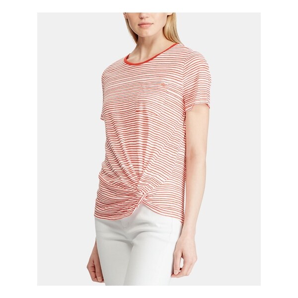 RALPH LAUREN Womens Red Striped Short Sleeve T-Shirt Top Size M. Opens flyout.