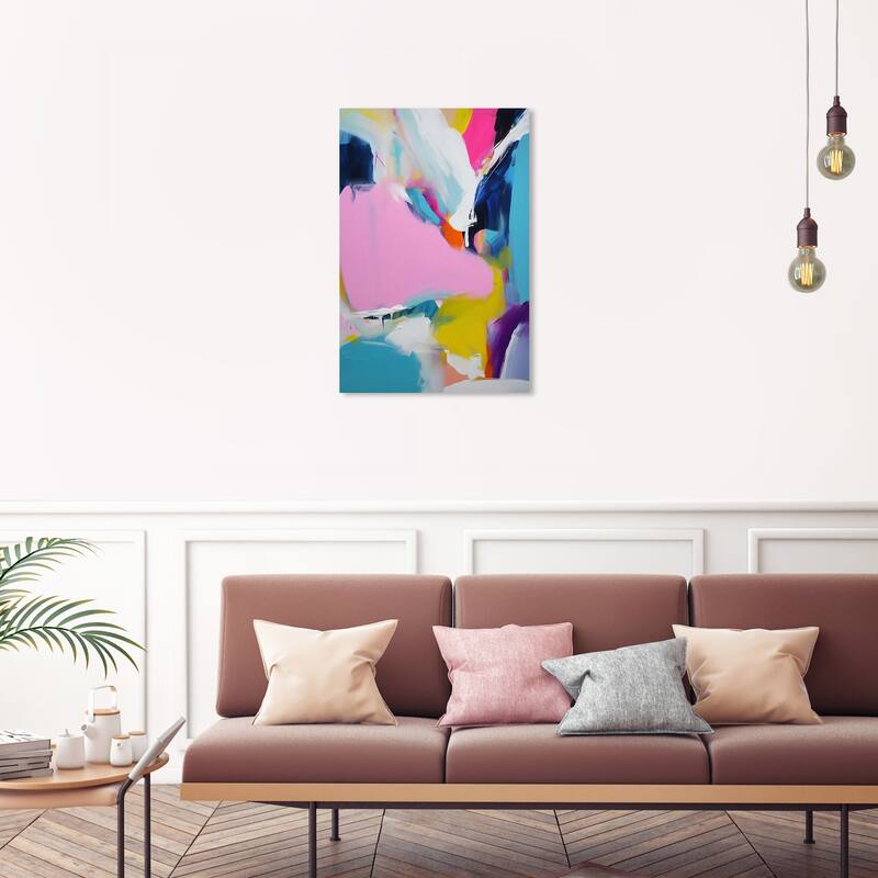 Wynwood Studio Abstract Dragonfruit Pastel Purple and Modern & Contemporary Wall Art Canvas Print - 30 x 20