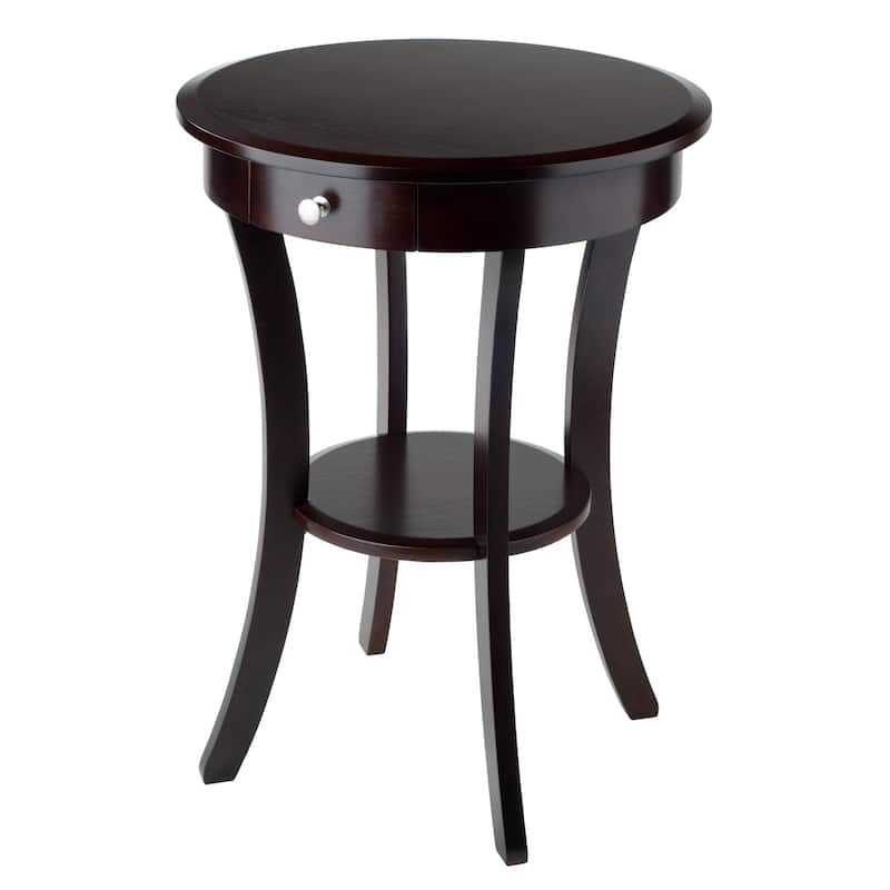 Sasha Round Accent Table, Cappuccino - 20"W x 20"D x 27"H.