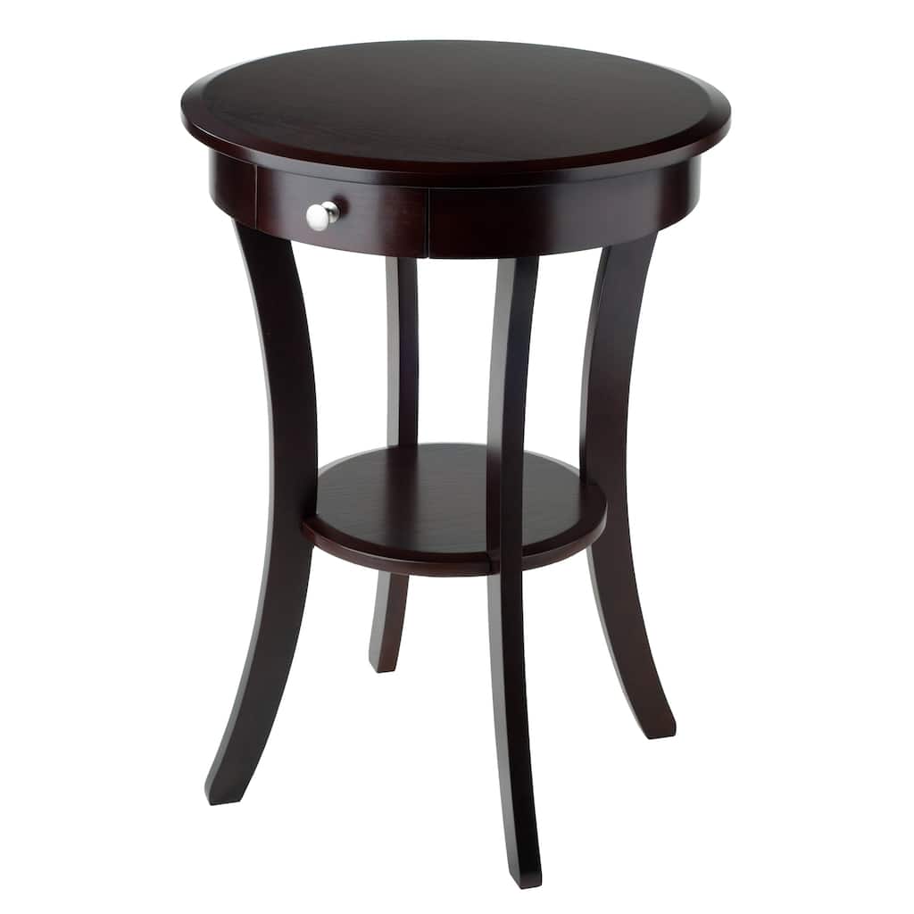 Sasha Round Accent Table, Cappuccino - 20"W x 20"D x 27"H.