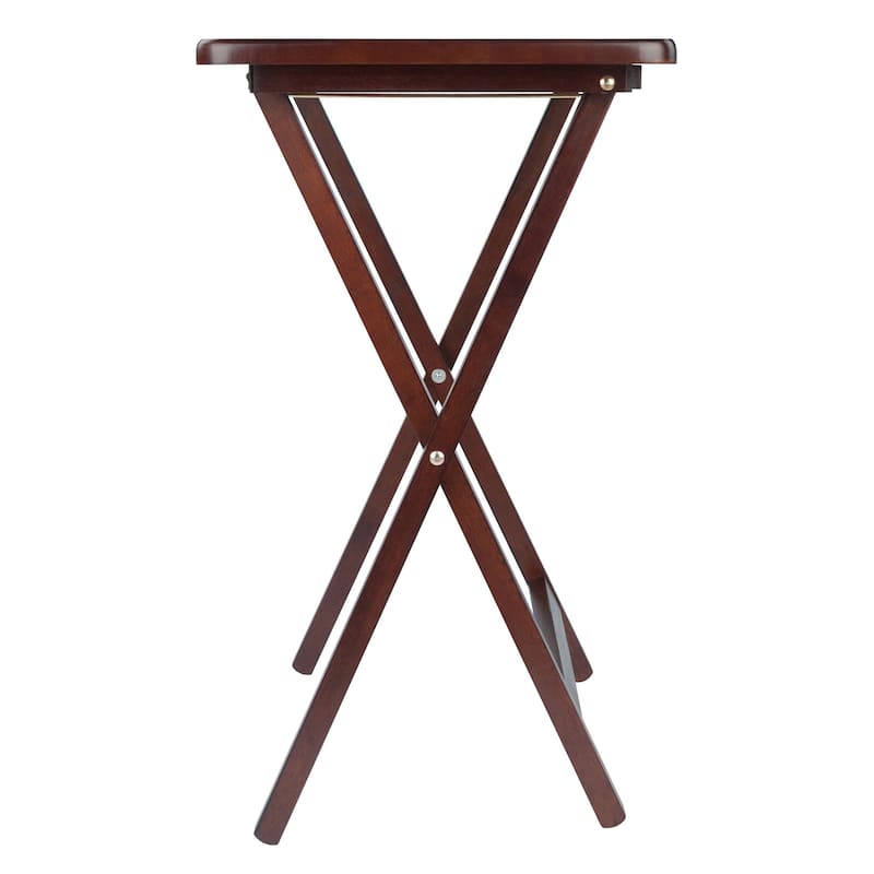 Set of 4 Rich Antique Walnut Folding Single Snack Tables 25.75"