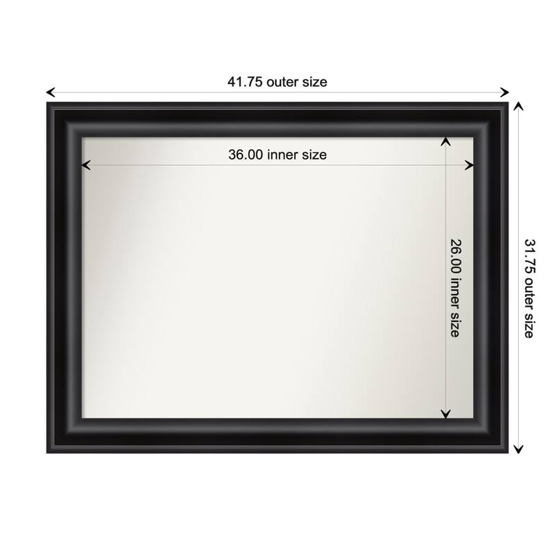 Grand Black Framed Non-Beveled Custom Wall Mirror, Bathroom Vanity Mirror - Outer Size: 41.75 x 31.75