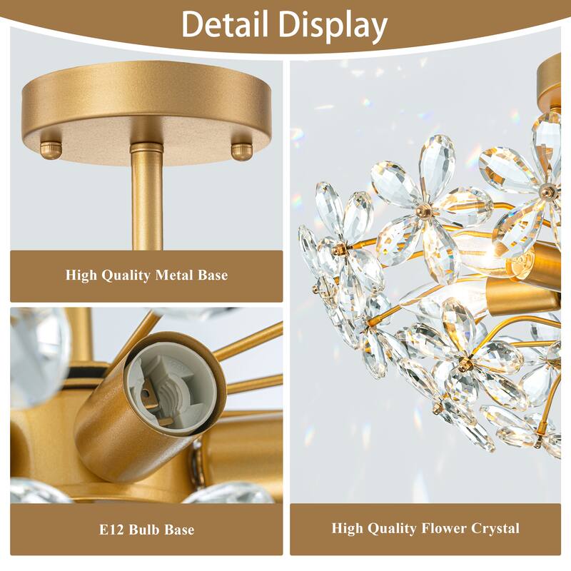 Starsky 6 Light Crystal Flower Shaped Flush Mount