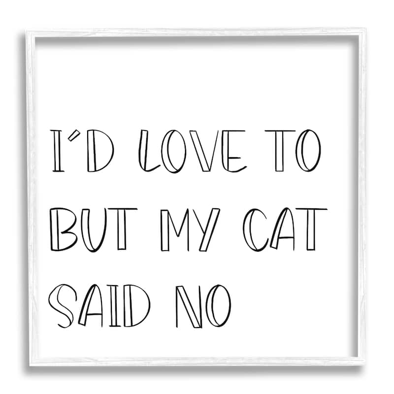 Stupell But My Cat Said No Phrase Pet Humor Framed Wall Art - 17 x 17 - White