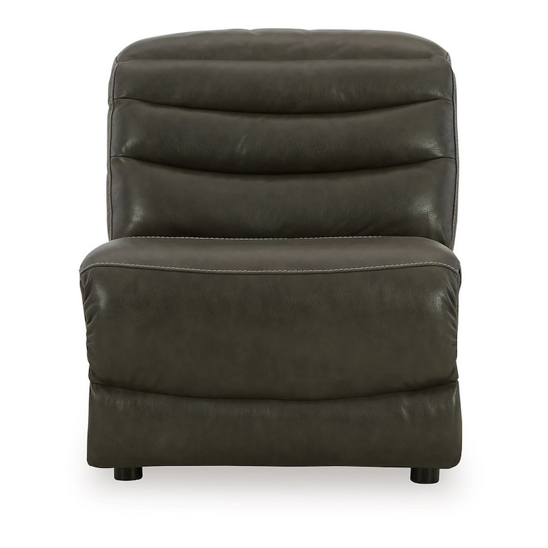 Winona Modular Armless Accent Chair, Tufted Dark Gray Faux Leather