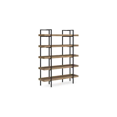 Tey Bookcase, 5 Display Shelves, Brown Mango Wood, Gray Metal Frame
