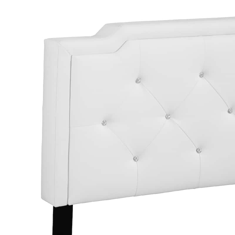 Upholstered Tufted Jeweled Twin Panel Bed - 81" - White