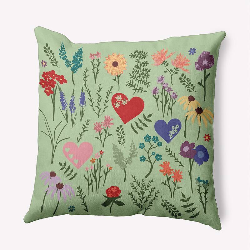Valentine Garden Indoor/Outdoor Throw Pillow - Light Green - 16" x 16"