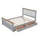 preview thumbnail 4 of 7, Queen Size Wood Platform Bed with Two Drawers and Wooden Slat Support,Gray+Natrual