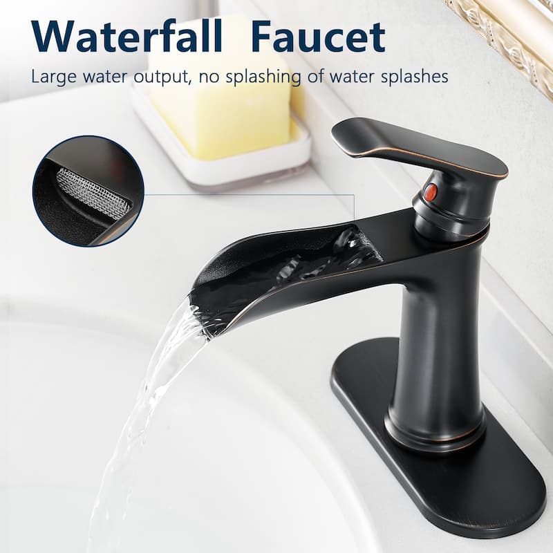 Topcraft Single Handle Waterfall Bathroom Faucet with Baseplate