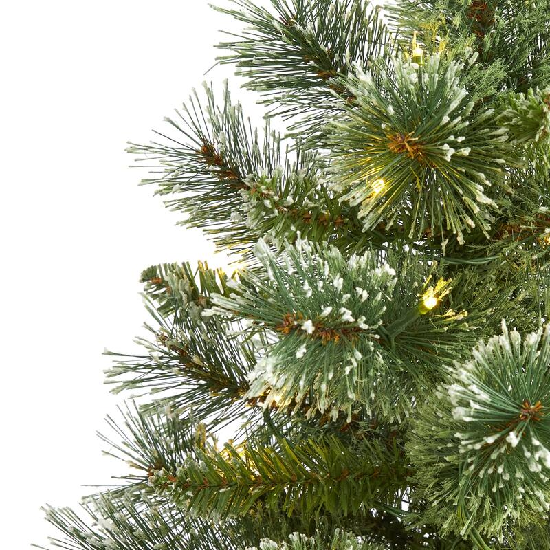 4Ft Slim Pine Christmas Tree with 100 Lights - Holiday Decor, Festive Tree, Indoor Christmas Decoration - Green - 44