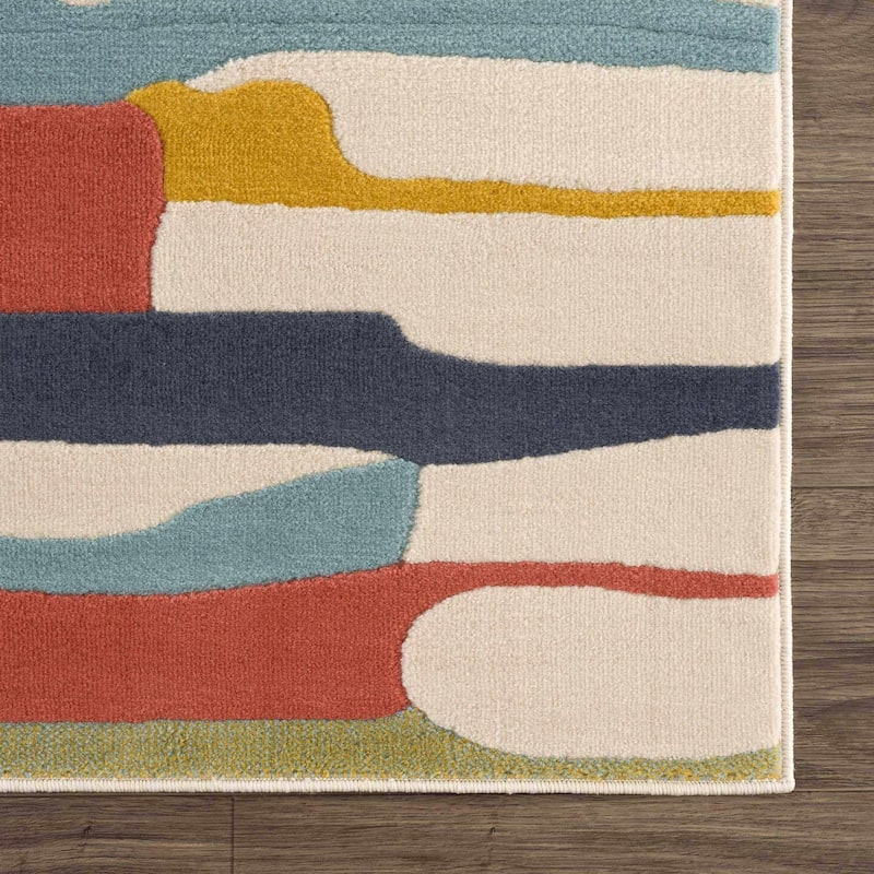 Hauteloom Means Living Room, Bedroom Area Rug - Black, Charcoal, Peach - 2' x 3'
