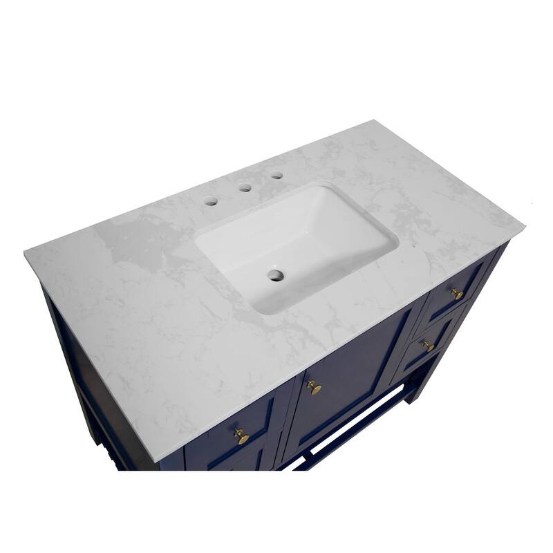 KitchenBathCollection Lakeshore 42" Bathroom Vanity with Engineered Carrara Top