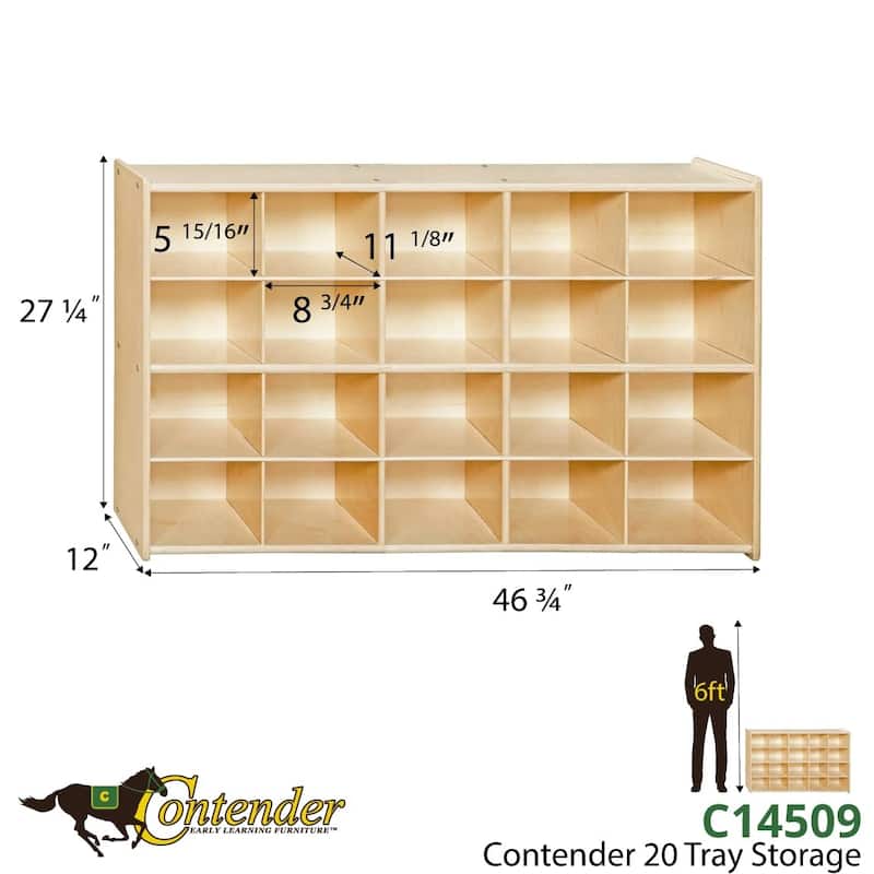 Contender 20 Cubby Storage Cabinets Ideal for Classrooms Kids Stationary Organizer, Baltic Birch Storage Unit