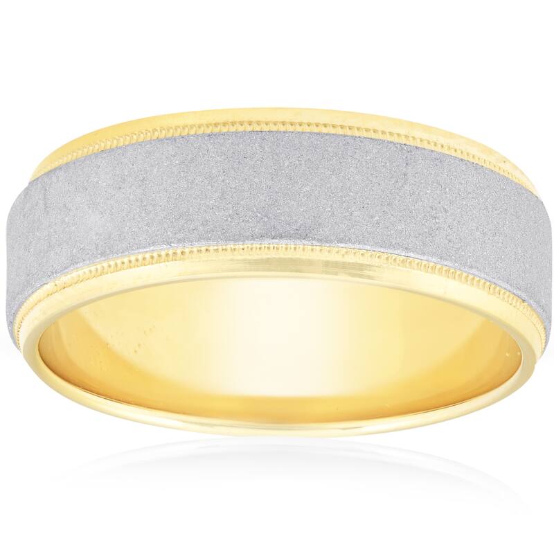 Platinum & Yellow Gold Hammered Wedding Band