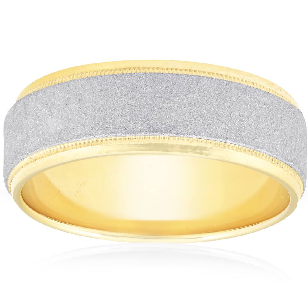 Bliss DiamondPlatinum & Yellow Gold Hammered Wedding Band