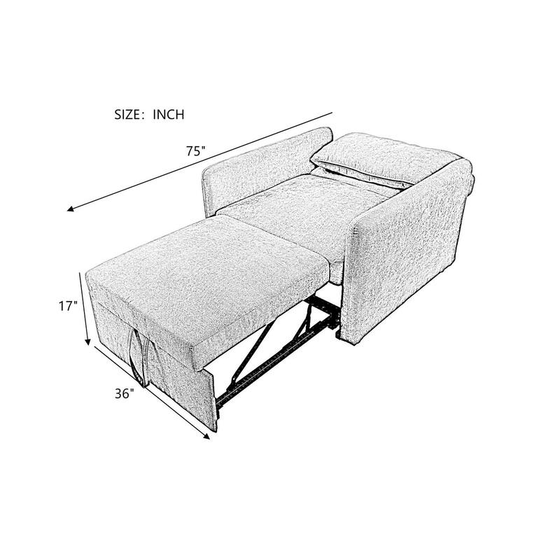 KISRAIS 36" Wide Lint Convertible Sleeper Chair
