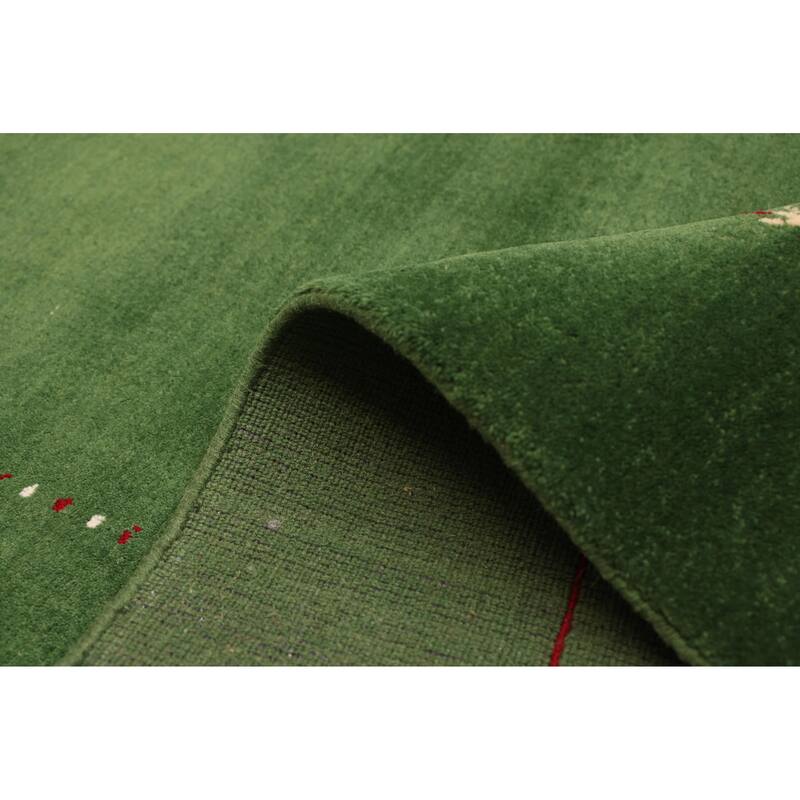 ECARPETGALLERY Hand Loomed Kashkuli Gabbeh Green Wool Rug - 4'11 x 7'10