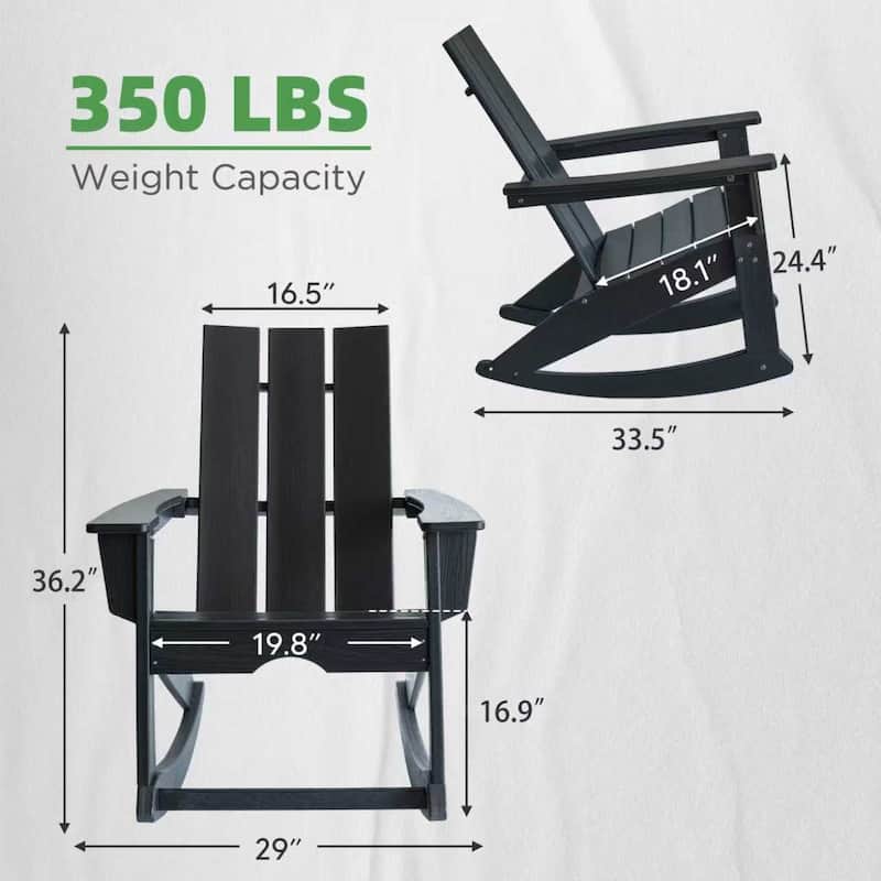 Modern Outdoor Adirondack Rocking Chair,Patio Rocker Chair,All Weather HDPE Plastic Adirondack Rocker for Poolside, Lawn, Garden