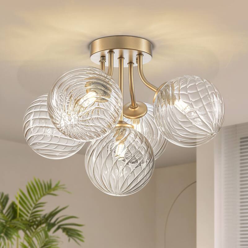 Starsky 5-LIght Globe Glass Sputnik Semi Flush Mount Ceiling Light