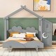 preview thumbnail 9 of 16, Full Size Platform Bed with Windmill, Flower Decor & Desk - Creative Design