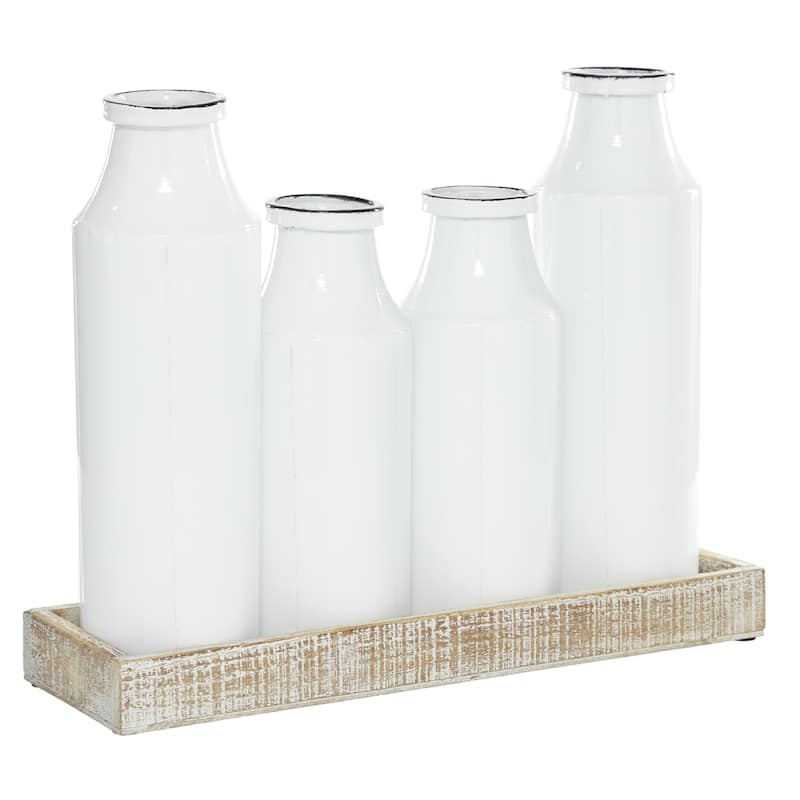 Metal Chef Decorative Milk Bottle Sculpture - White - Roche River Decor
