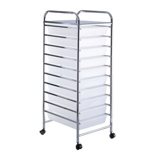 Costway 10 Drawer Rolling Storage Cart Scrapbook Paper Office School (Clear) for sale  