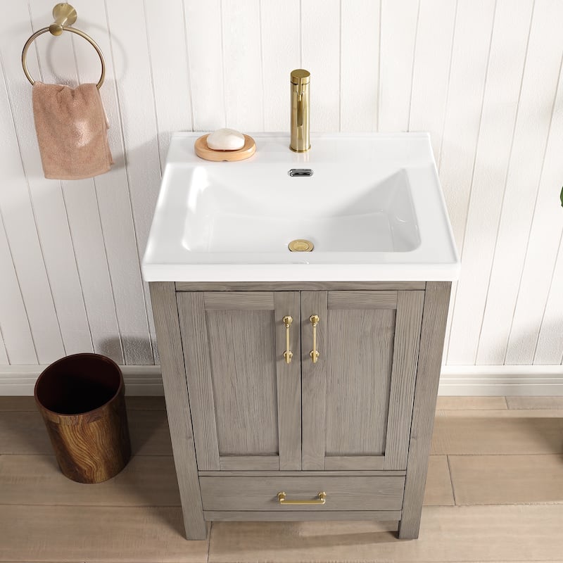 Gela Single Sink Bath Vanity with Drop-In Ceramic Basin without Mirror
