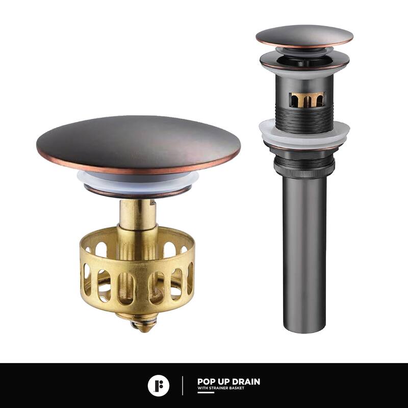 Fine Fixtures Modern Single Hole Bathroom Sink Faucet with Pop-up Drain and Strainer Basket