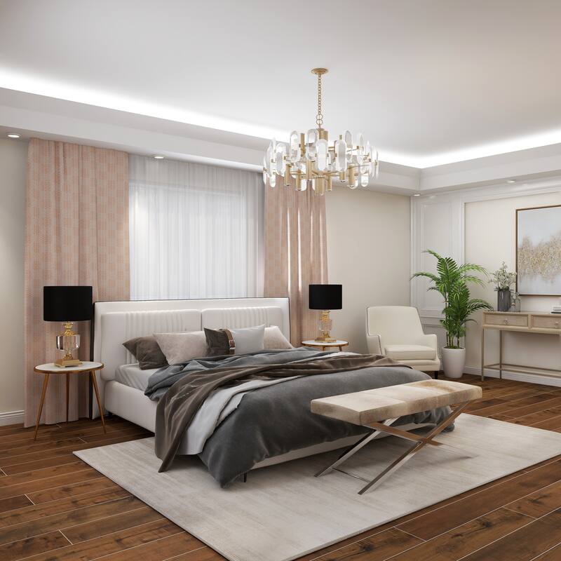 Crystal Room Table or Buffet Lamp with Black Shade and Gold Accents - Black or Gold - Roche River Decor